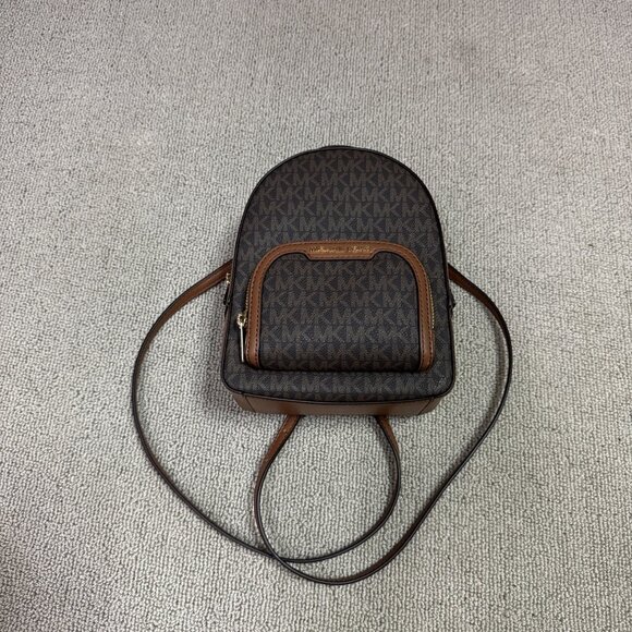Michael Kors Jaycee Medium Small Logo Backpack Brown - Picture 1 of 8